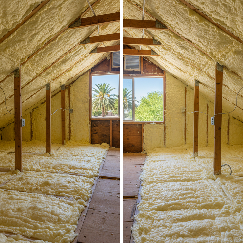 Completed open cell spray foam work at a residential property in Tempe, AZ