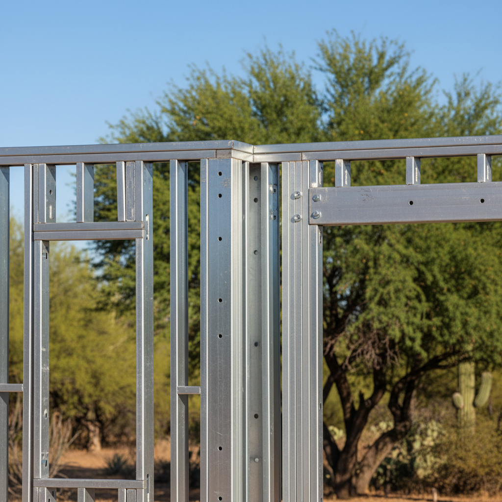 Completed steel frame erection work at a residential property in Apache Junction, AZ