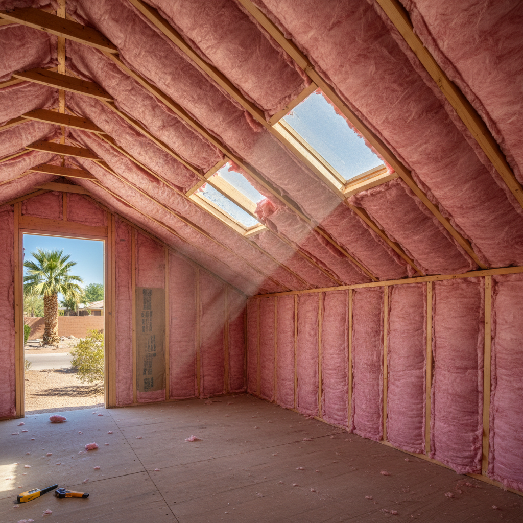 Completed batt insulation installation work at a residential property in Tempe, AZ