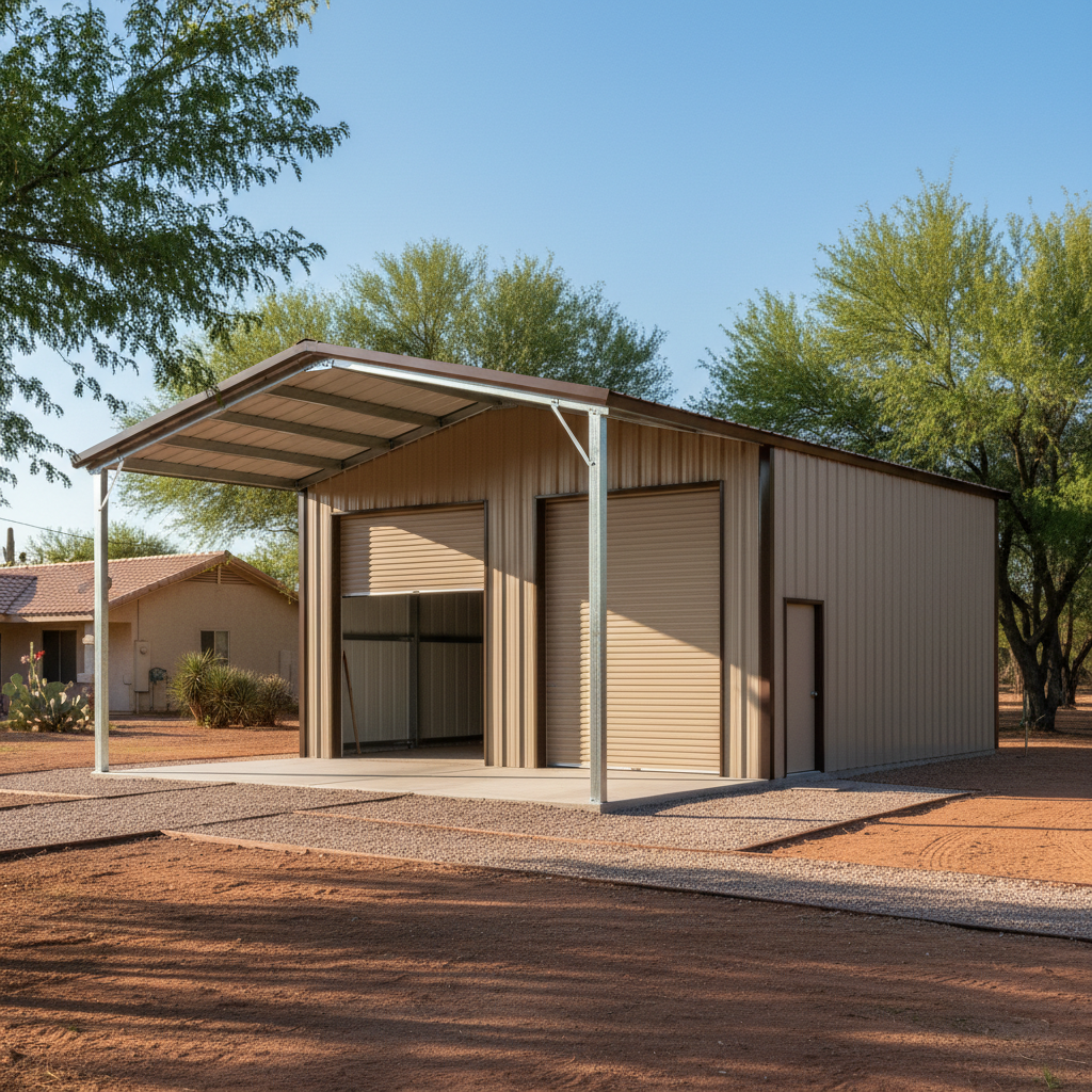 Completed metal pole barns work at a residential property in Apache Junction, AZ