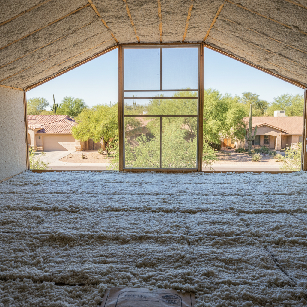 Completed attic insulation work at a residential property in Tucson, AZ