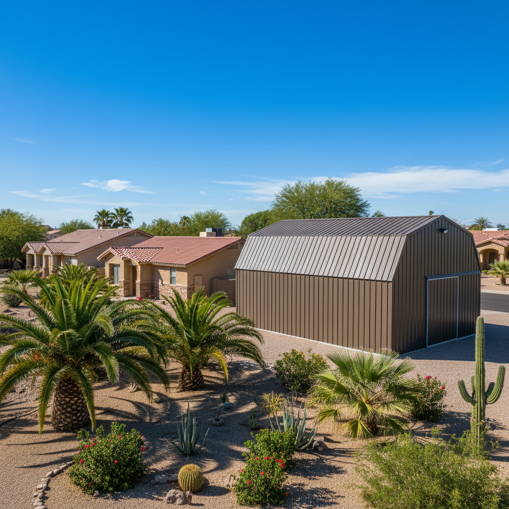 Completed metal pole barns work at a residential property in Apache Junction, AZ
