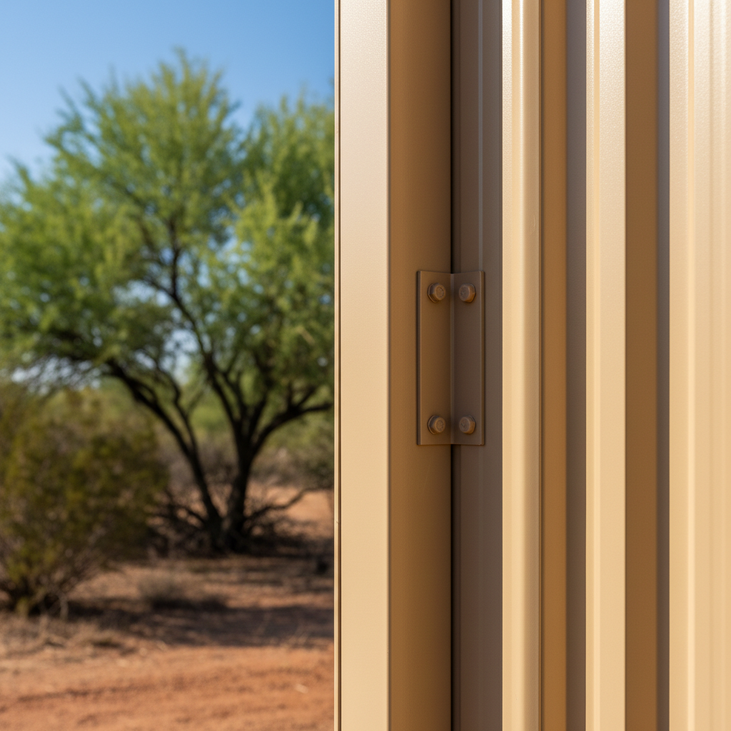 Completed metal frame sheds work at a residential property in Apache Junction, AZ