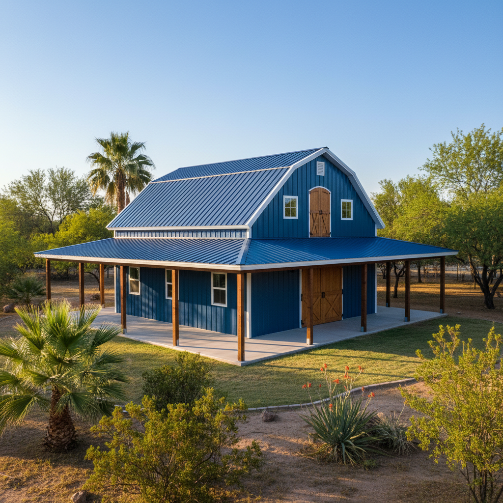 Completed metal post frame construction work at a residential property in Coolidge, AZ