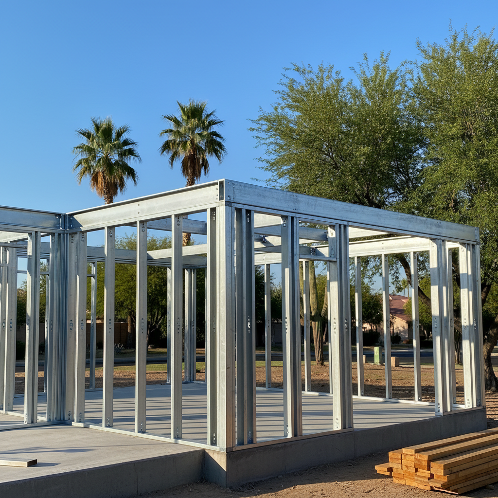 Completed steel frame erection work at a residential property in Glendale, AZ