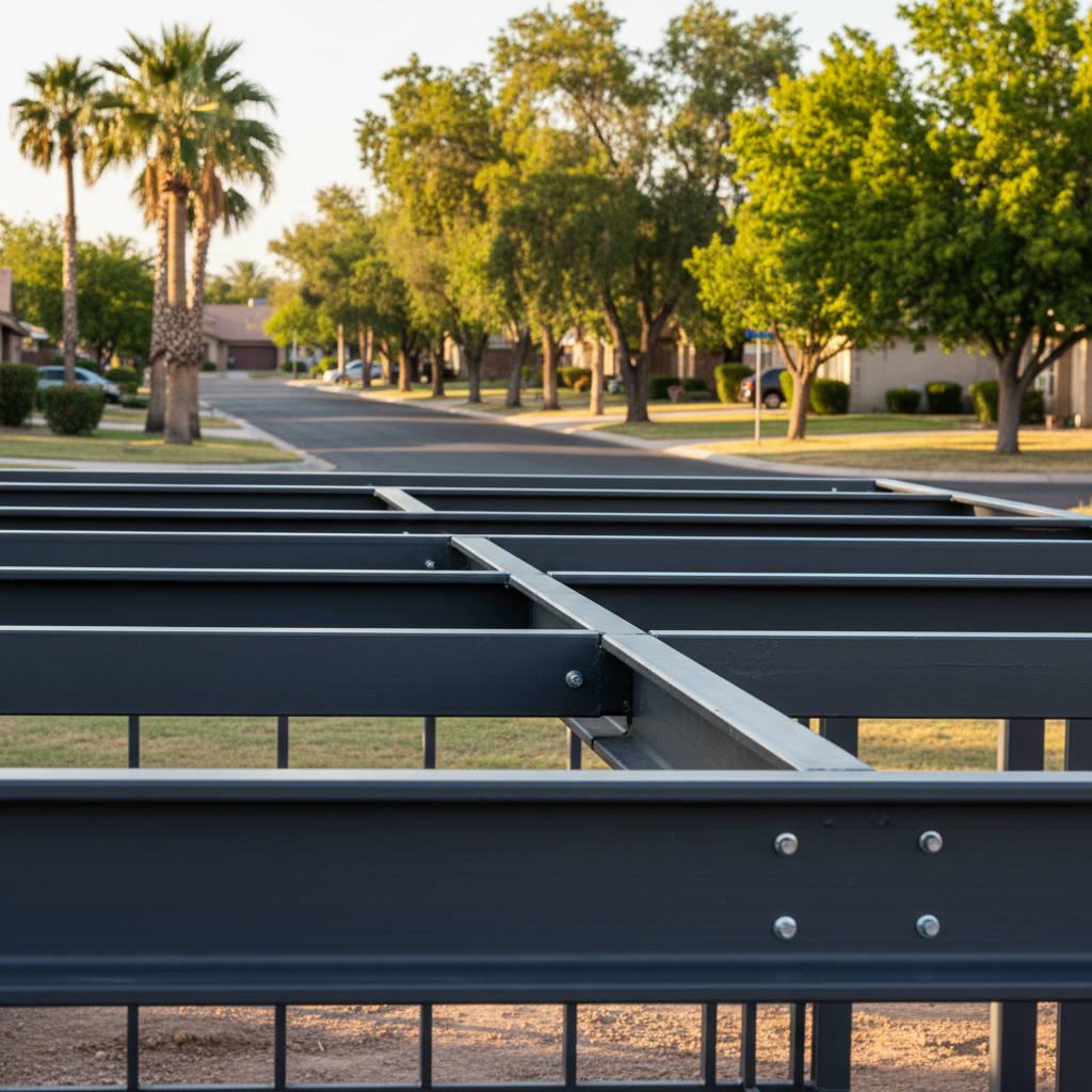 Completed steel frame erection work at a residential property in Glendale, AZ