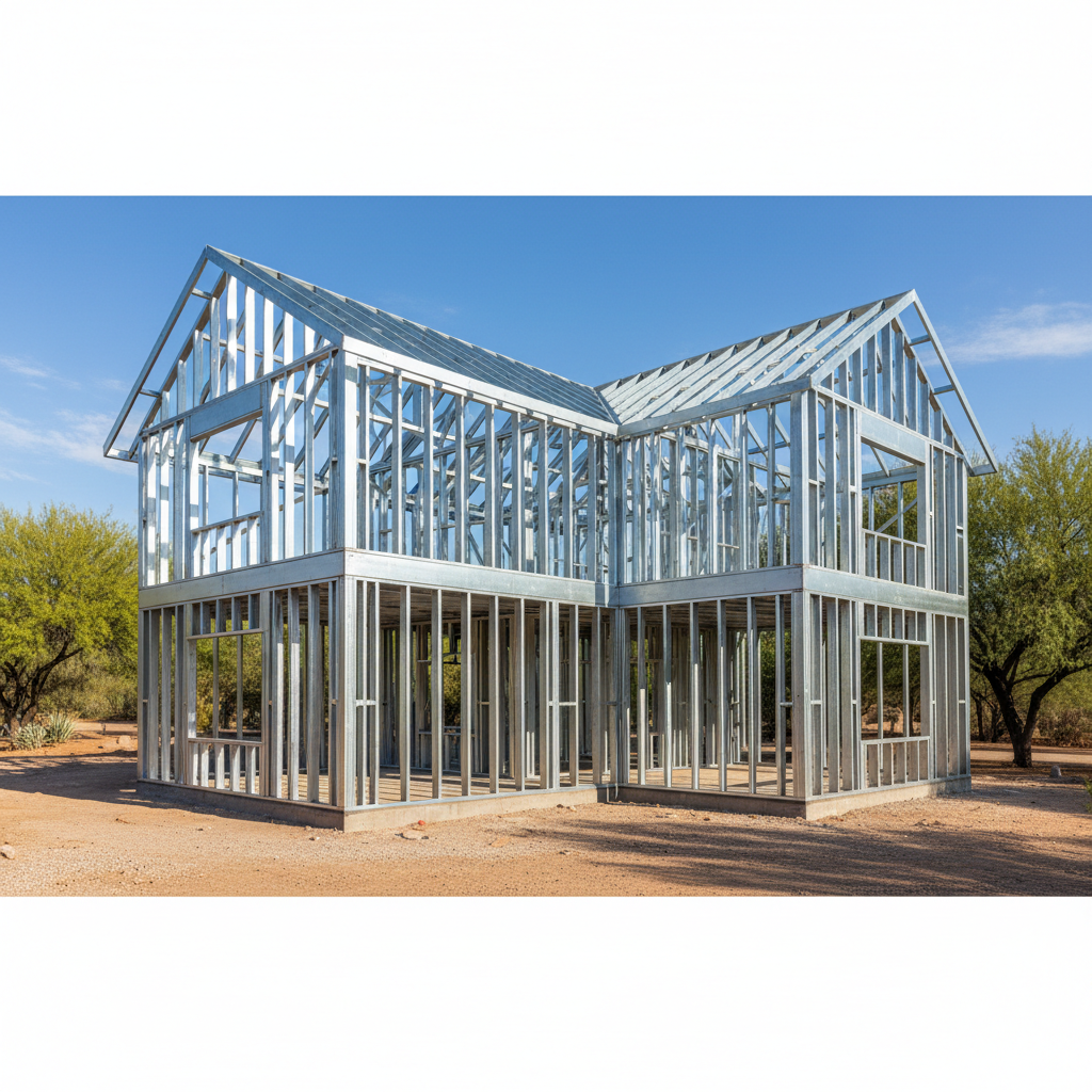 Completed steel frame erection work at a residential property in Coolidge, AZ
