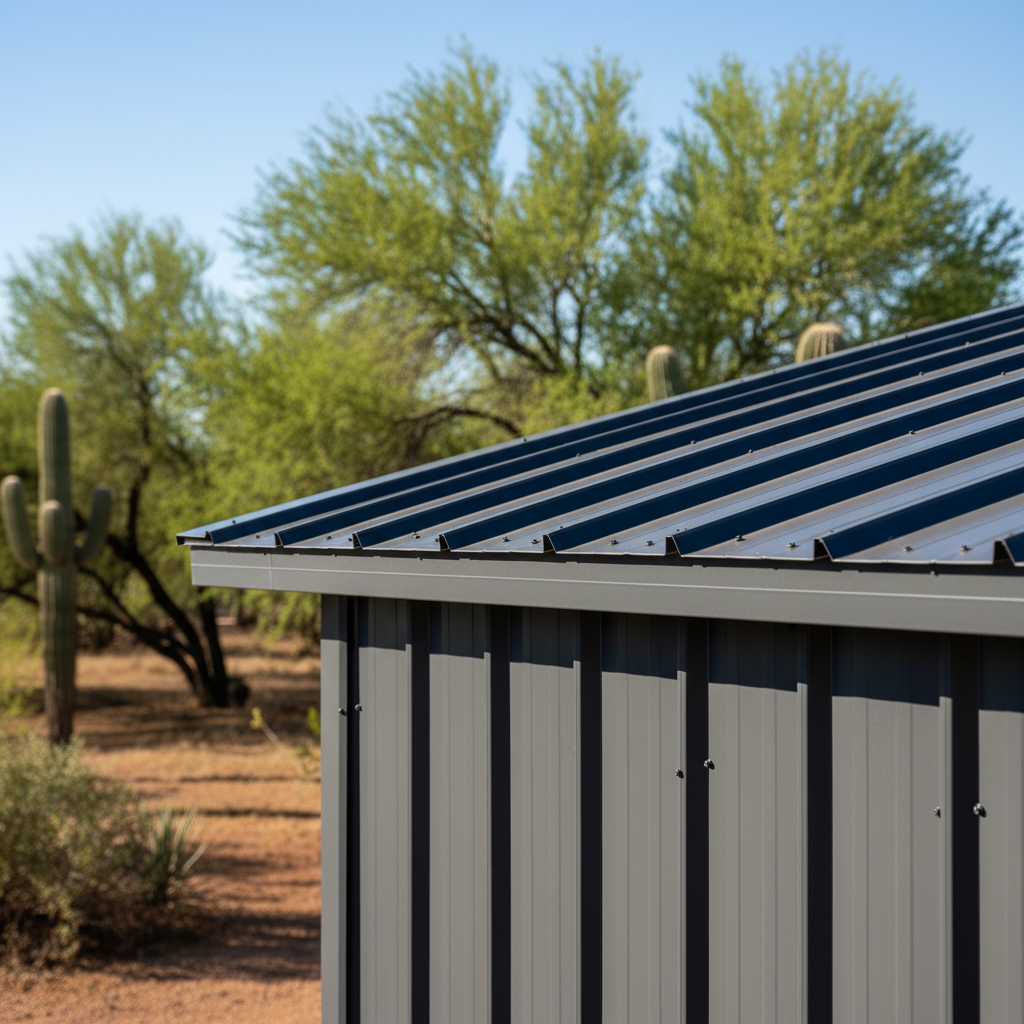 Completed metal building installation work at a residential property in Marana, AZ