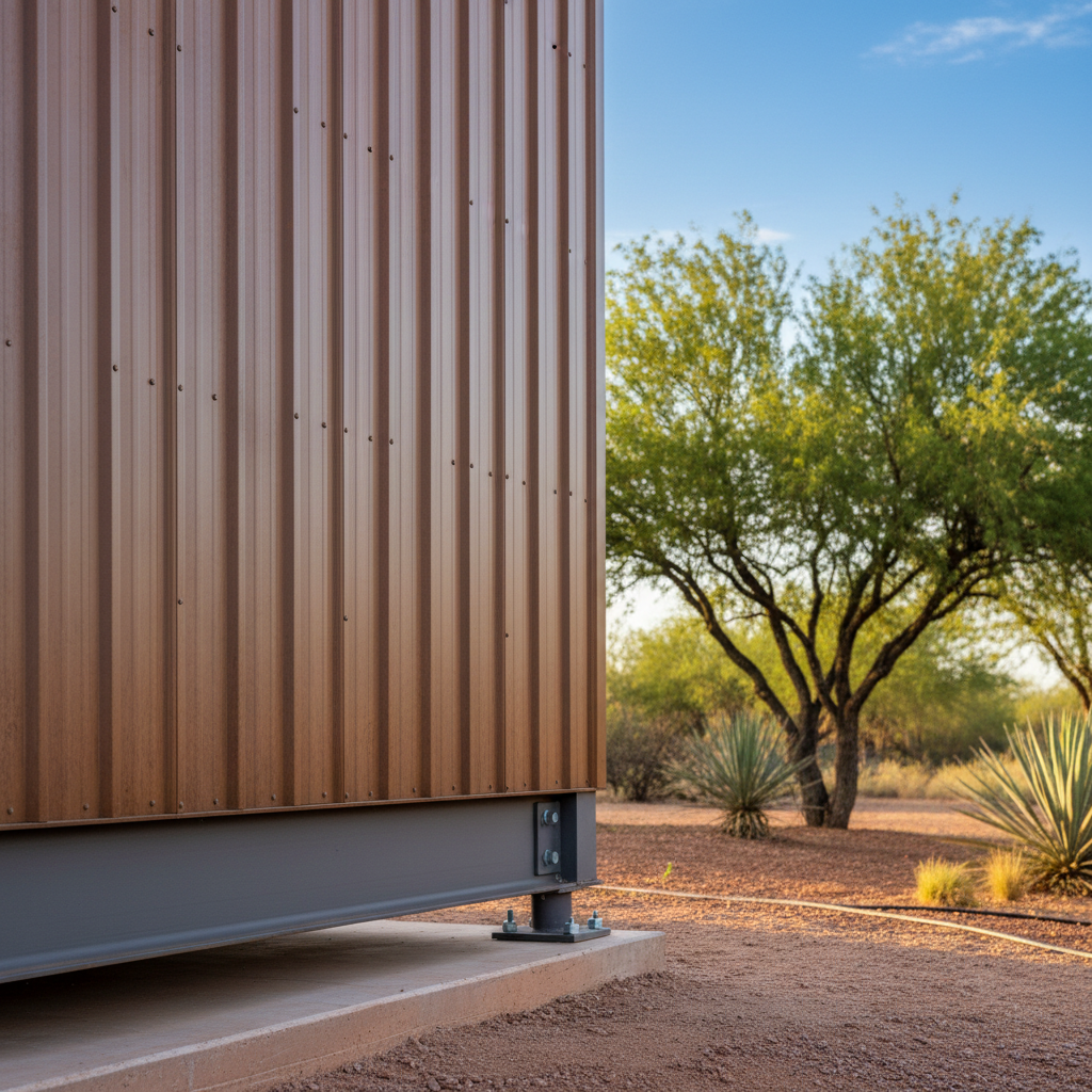 Completed metal barndominiums work at a residential property in Mesa, AZ