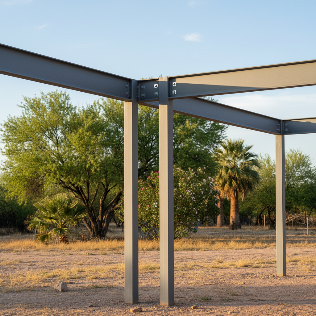 Completed steel frame erection work at a residential property in Coolidge, AZ