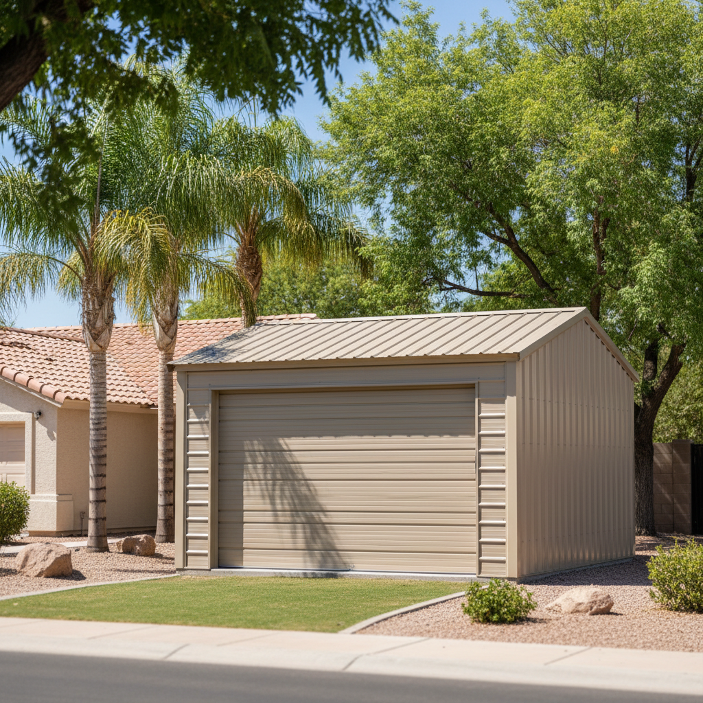 Completed metal building installation work at a residential property in Glendale, AZ