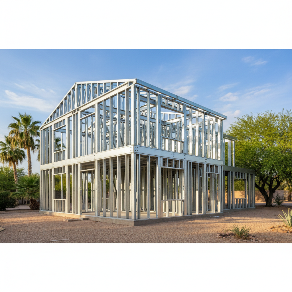 Completed steel frame erection work at a residential property in Peoria, AZ