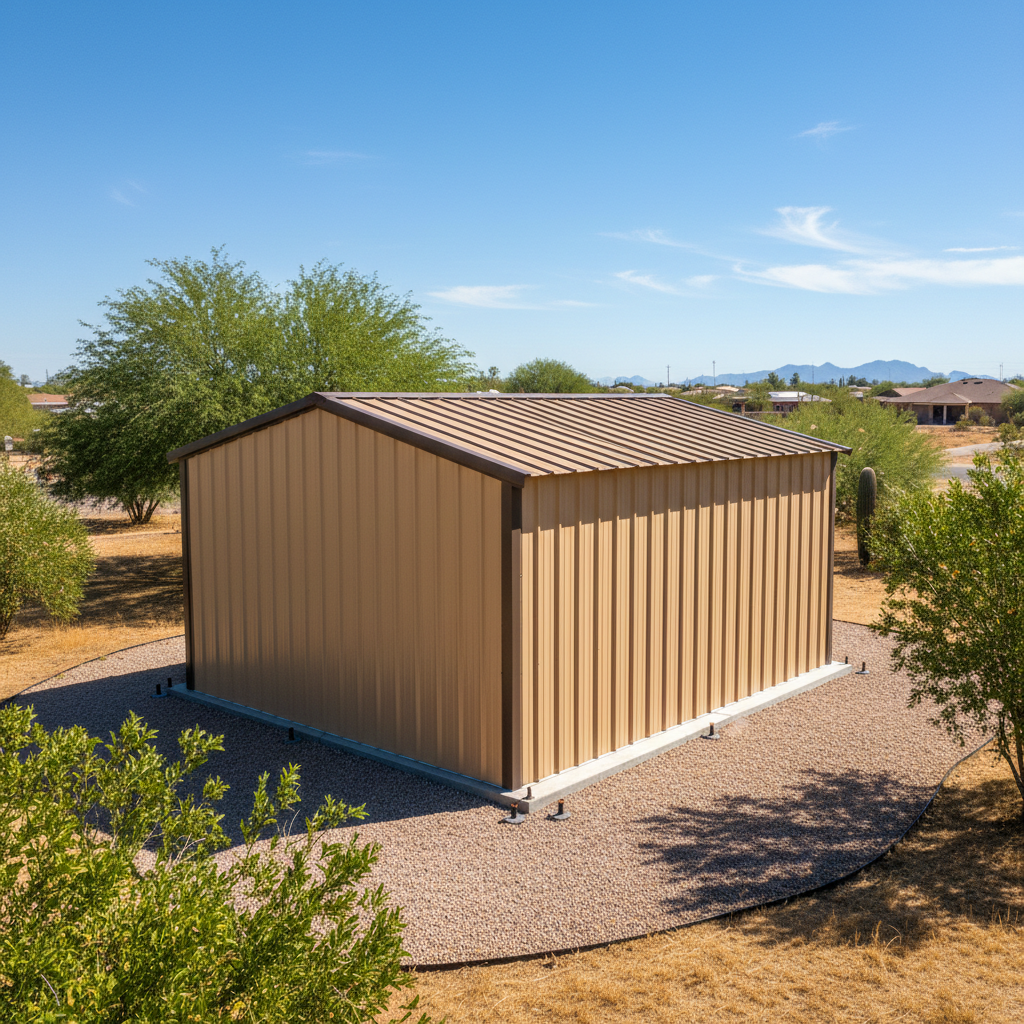 Completed metal building installation work at a residential property in Mesa, AZ