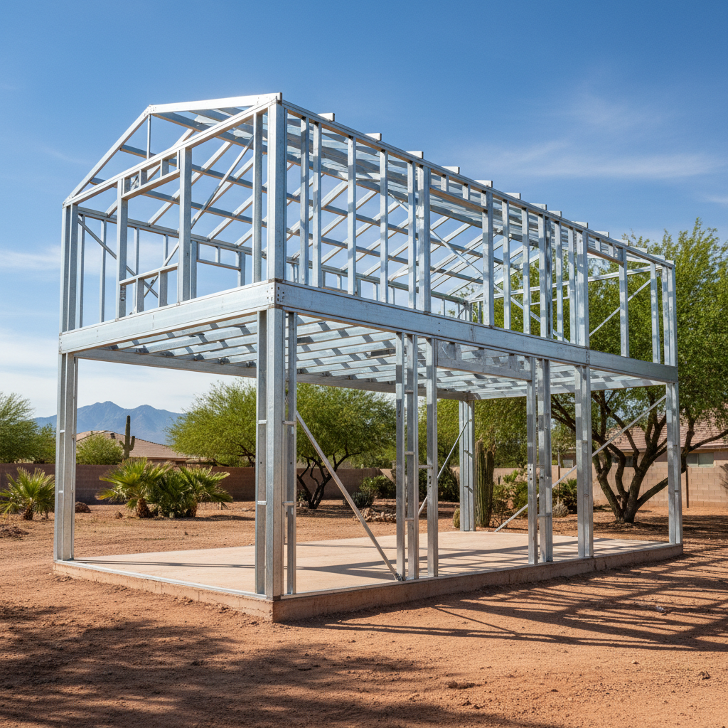 Completed steel frame erection work at a residential property in Peoria, AZ