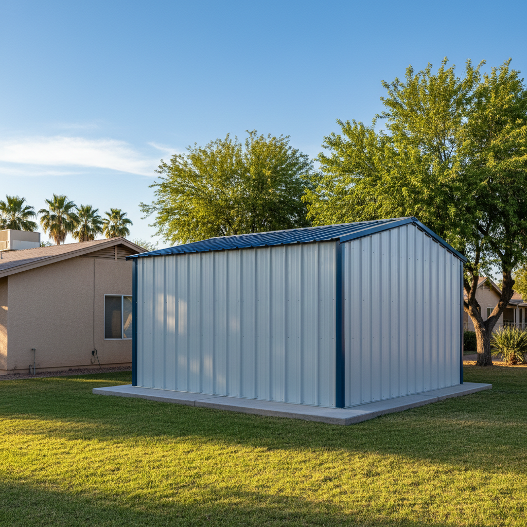 Completed metal building installation work at a residential property in Glendale, AZ