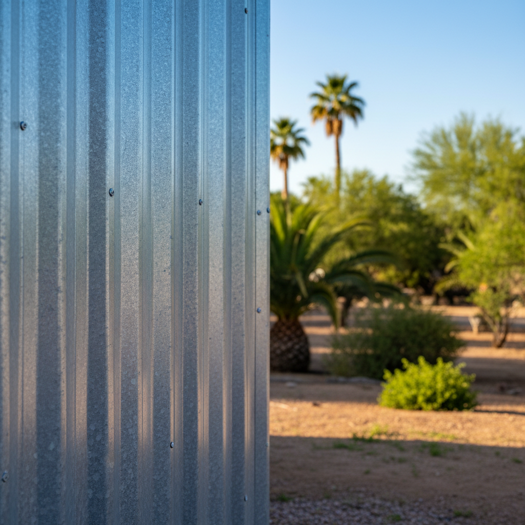 Completed metal pole barns work at a residential property in Peoria, AZ