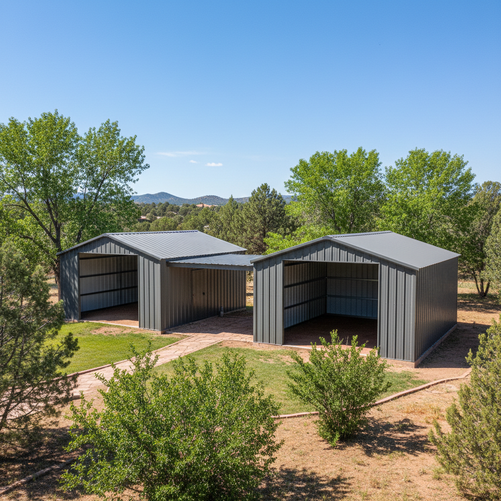 Completed metal frame sheds work at a residential property in Snowflake, AZ