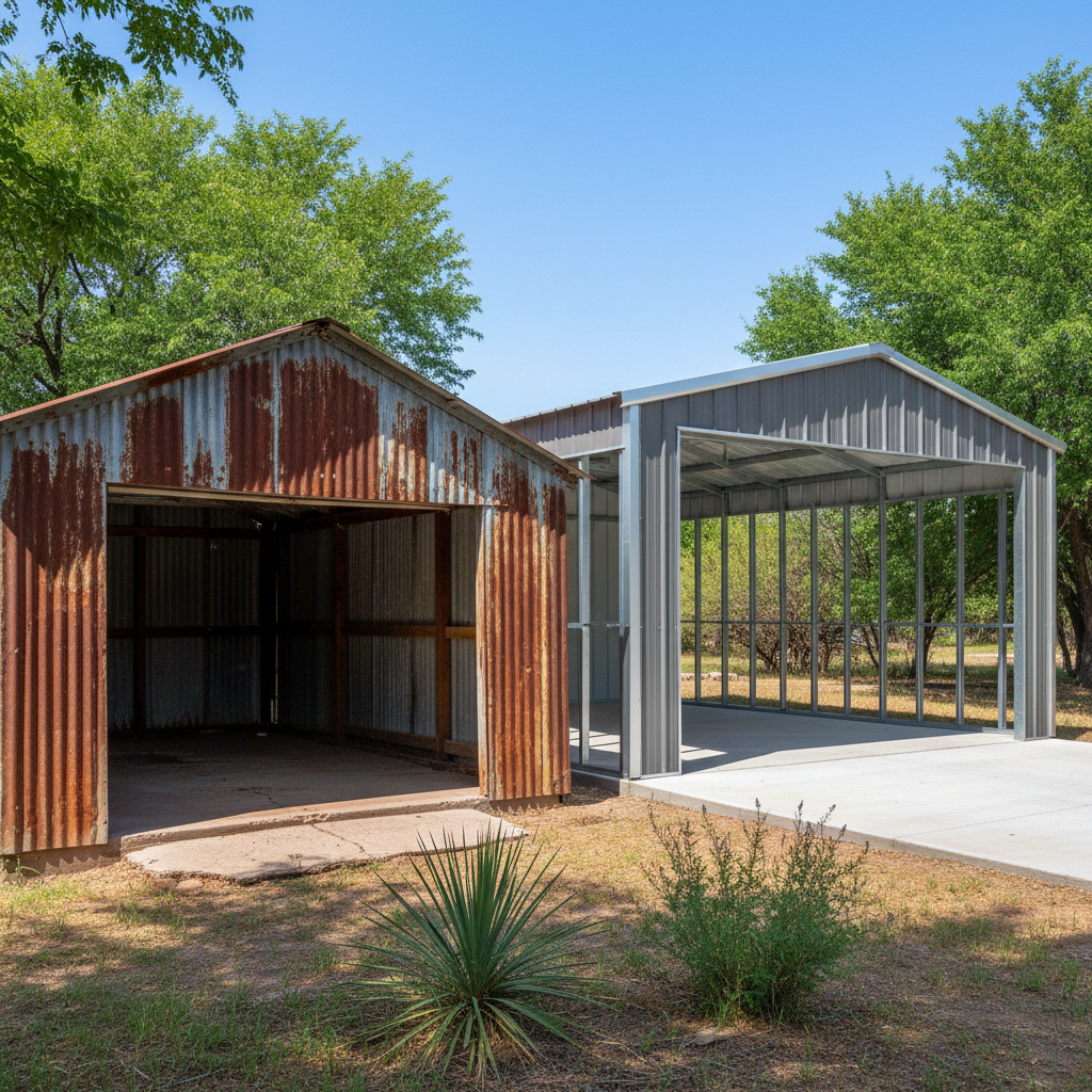 Completed metal frame garages work at a residential property in Snowflake, AZ