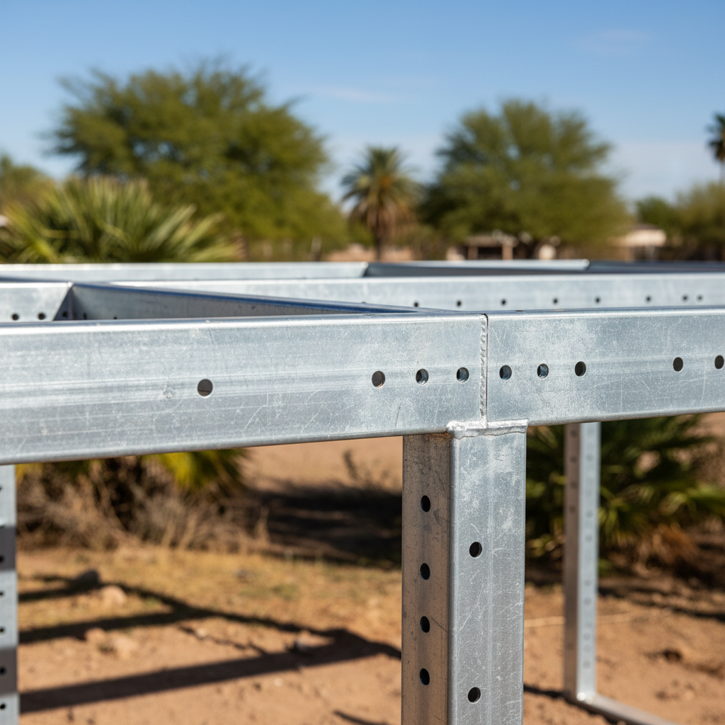 Completed metal post frame construction work at a residential property in El Mirage, AZ