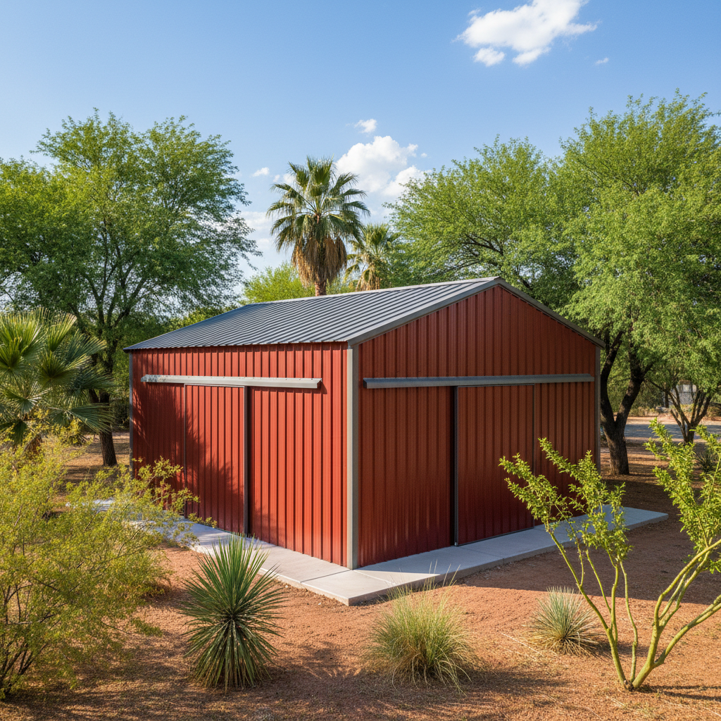 Completed metal pole barns work at a residential property in Chandler, AZ