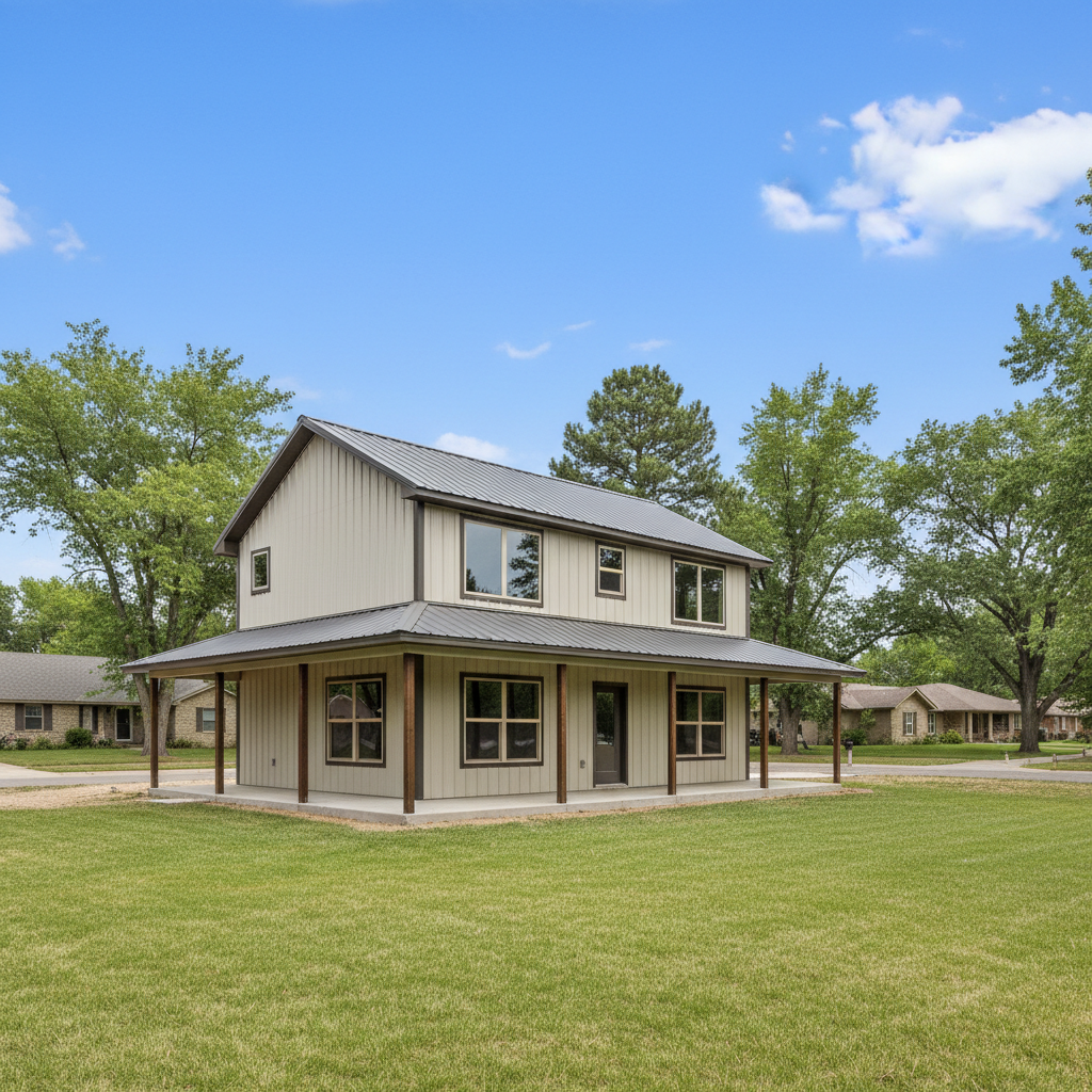 Completed metal post frame construction work at a residential property in Snowflake, AZ