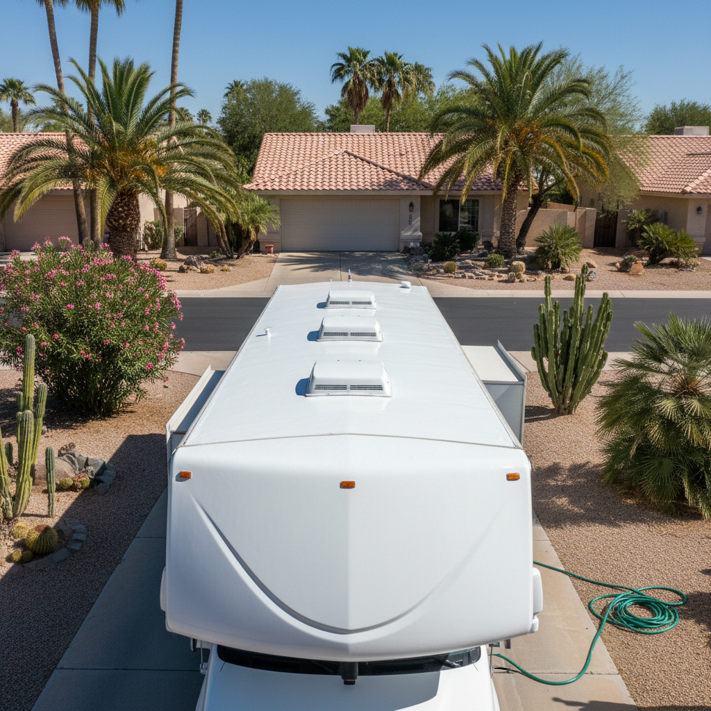 Completed roof cleaning & treatment work at a residential property in Phoenix, AZ