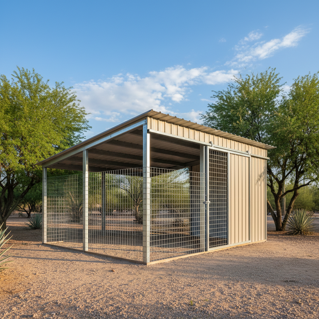 Completed metal frame sheds work at a residential property in El Mirage, AZ