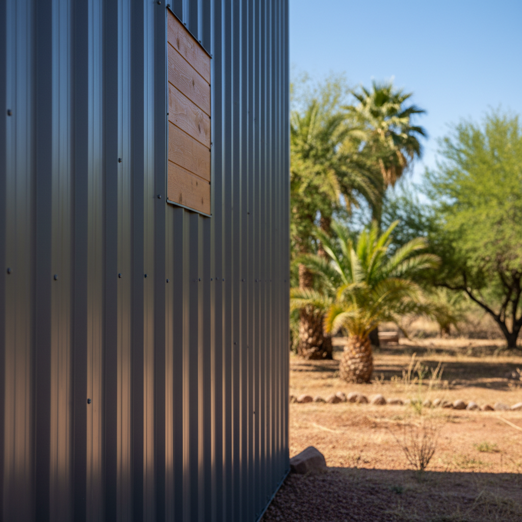 Completed metal barndominiums work at a residential property in Chandler, AZ