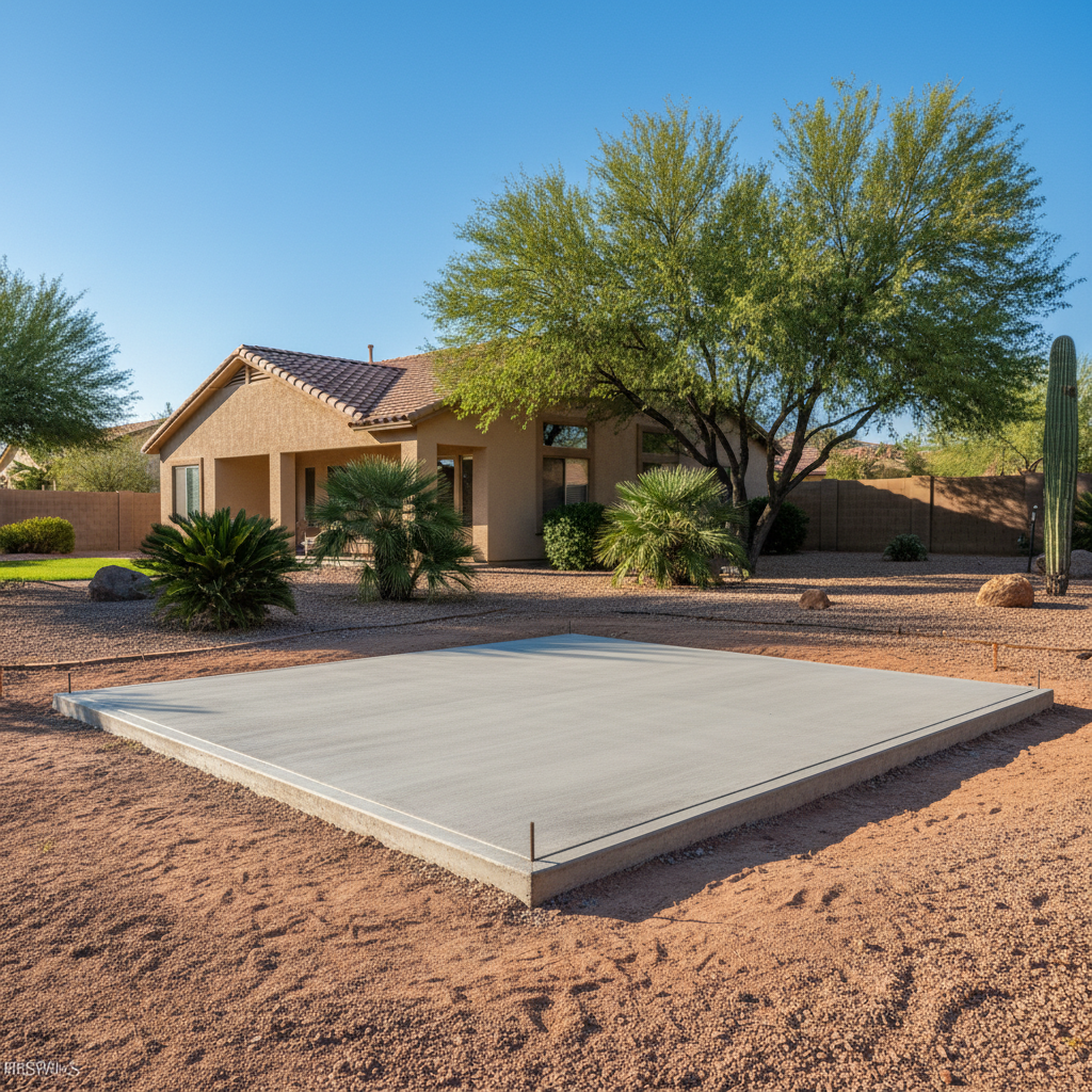 Completed shed foundation work work at a residential property in Scottsdale, AZ