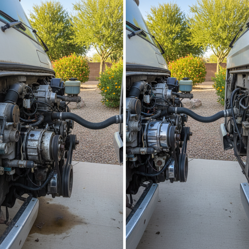 Completed engine bay detailing work at a residential property in Phoenix, AZ