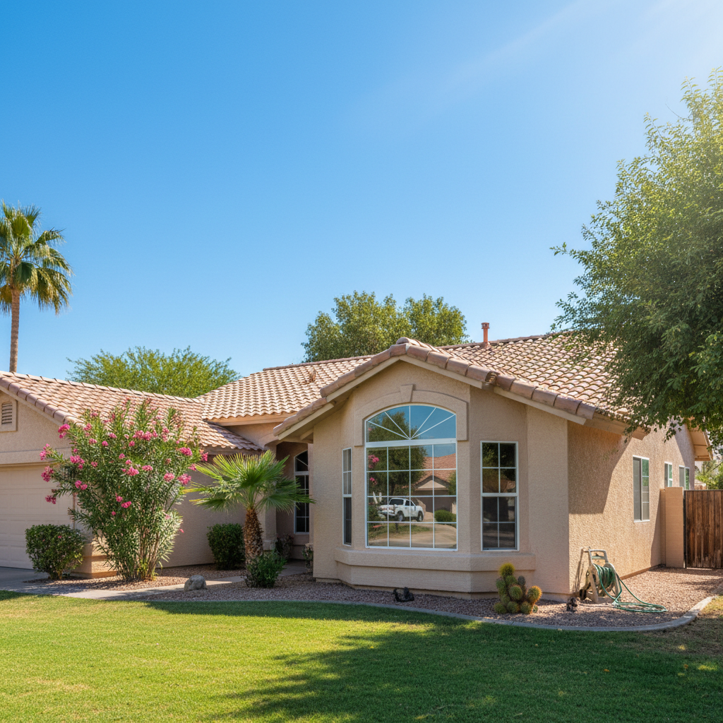 Completed window cleaning work at a residential property in Phoenix, AZ
