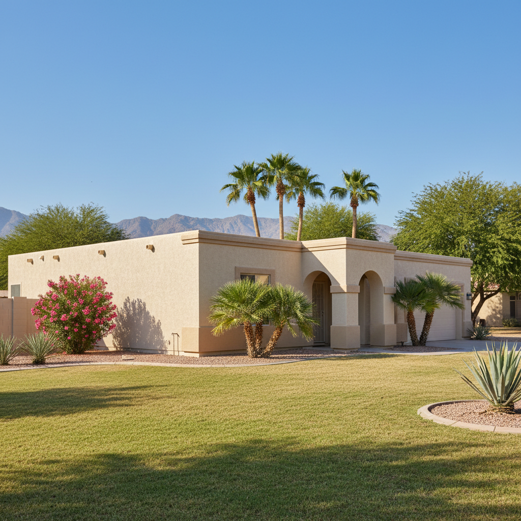 Completed stucco installation work at a residential property in Chandler, AZ