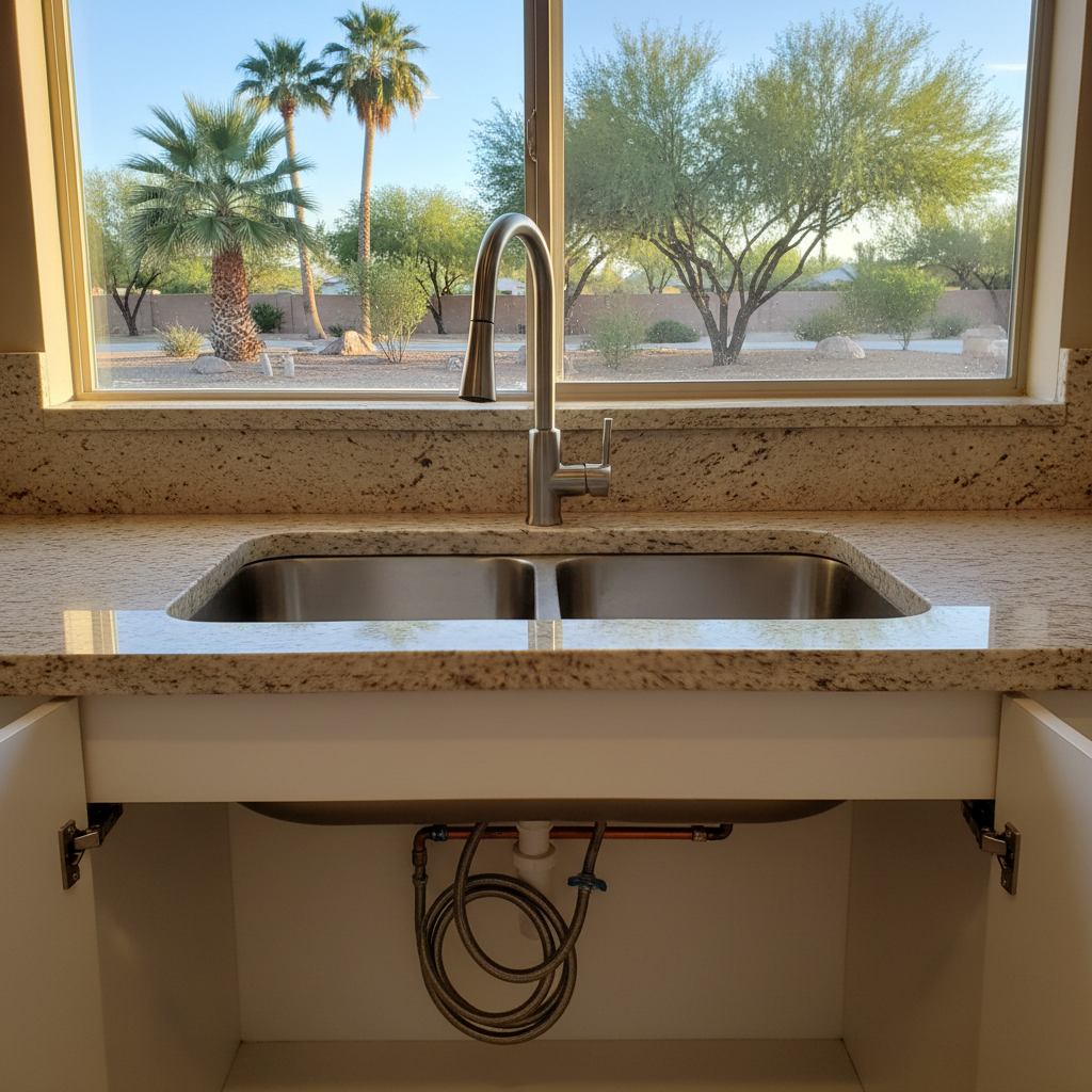 Completed faucet installation work at a residential property in Chandler, AZ