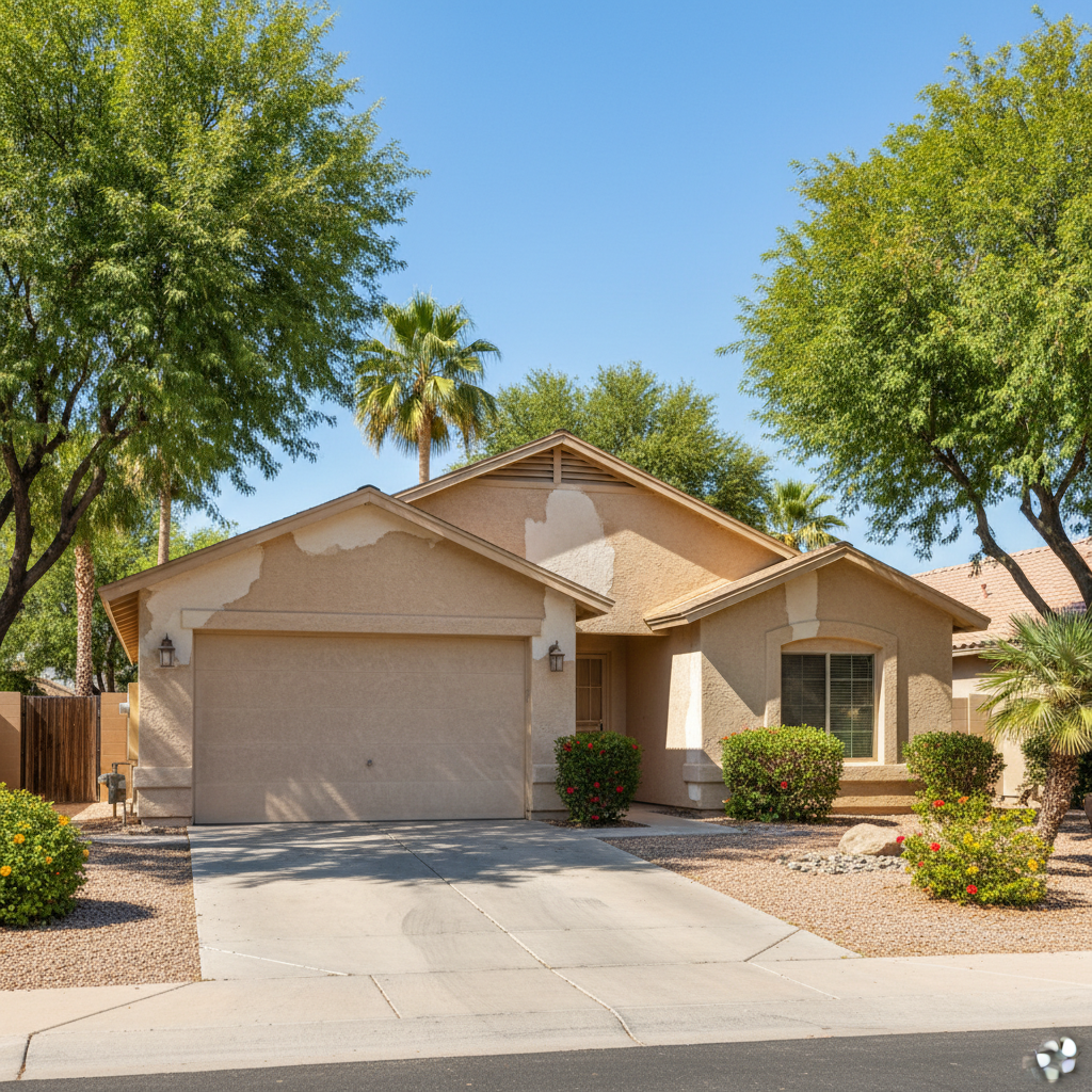 Completed stucco repair work at a residential property in Chandler, AZ