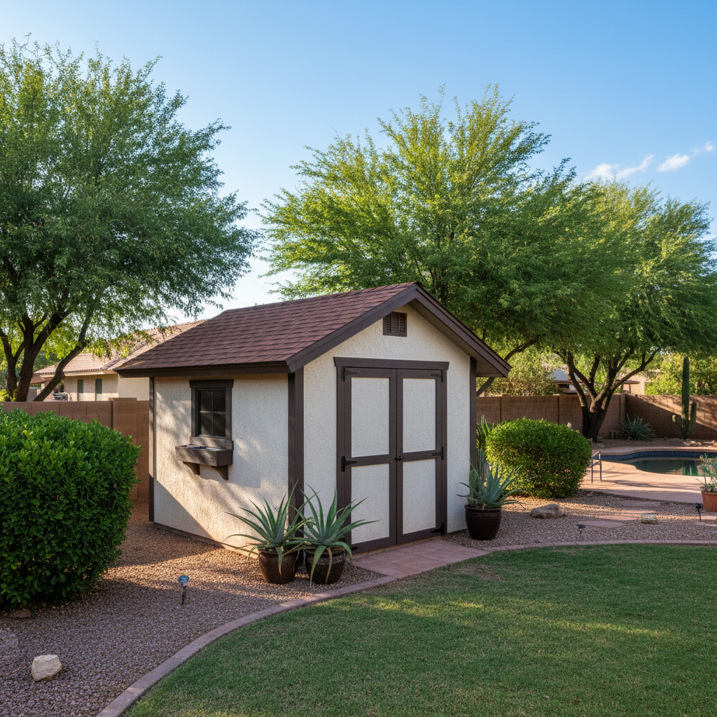 Completed storage sheds work at a residential property in Scottsdale, AZ