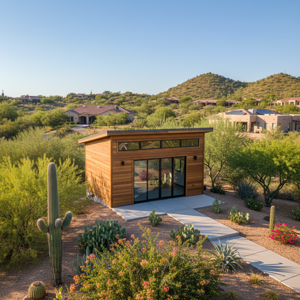 Completed custom shed design work at a residential property in Scottsdale, AZ