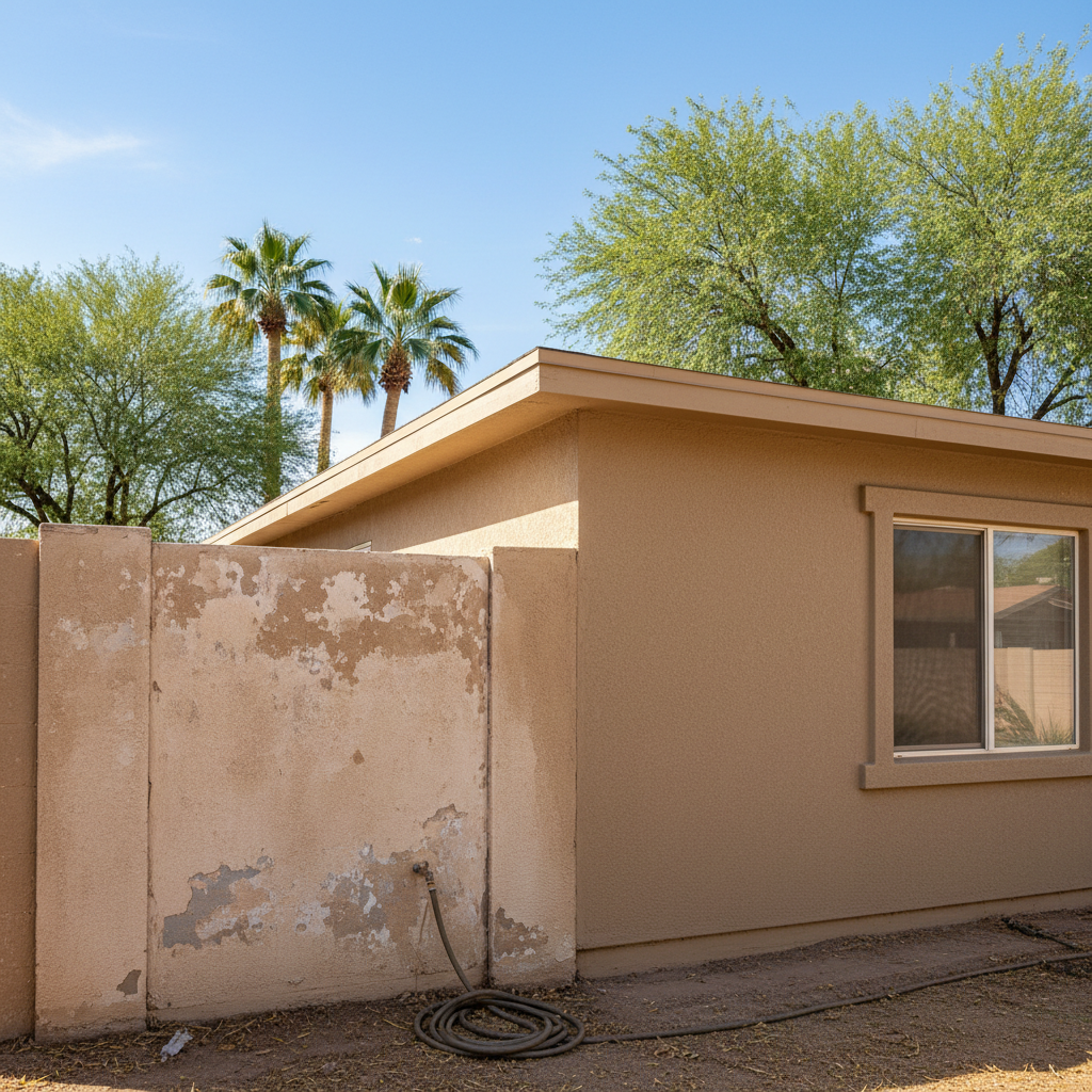 Completed stucco removal work at a residential property in Chandler, AZ