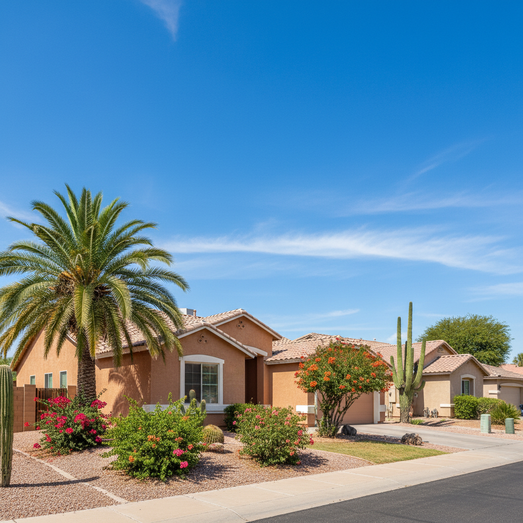 Completed stucco painting work at a residential property in Glendale, AZ