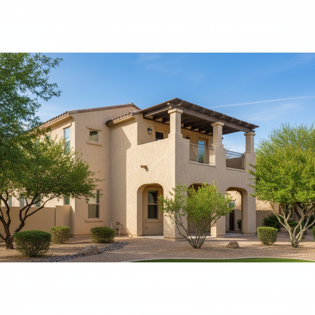 Completed stucco installation work at a residential property in Phoenix, AZ