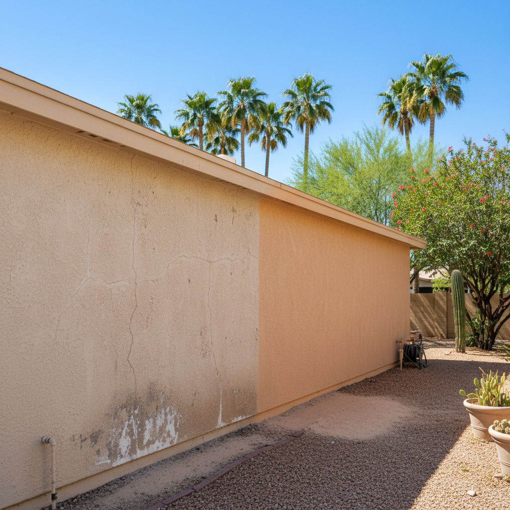 Completed stucco painting work at a residential property in Mesa, AZ