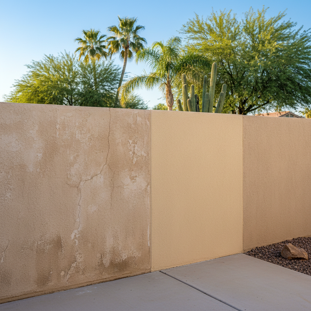 Completed stucco replacement work at a residential property in Phoenix, AZ
