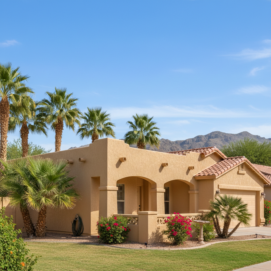 Completed stucco painting work at a residential property in Phoenix, AZ