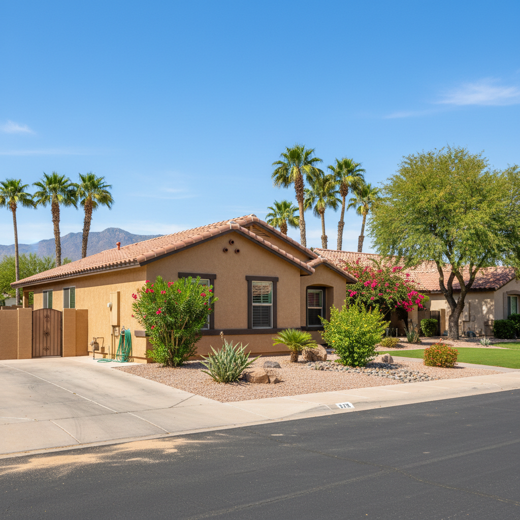 Completed residential stucco work at a residential property in Gilbert, AZ