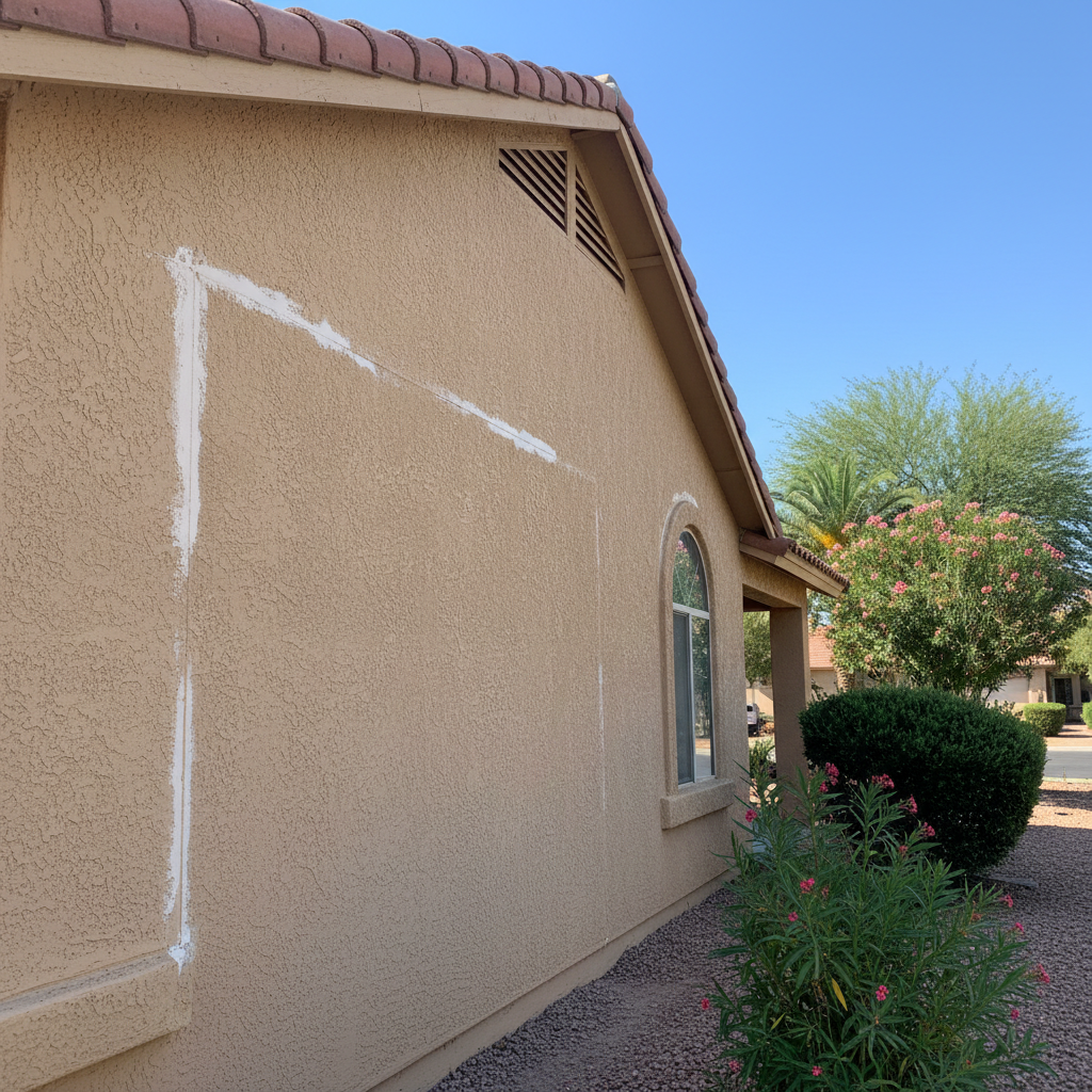 Completed stucco repair work at a residential property in Gilbert, AZ