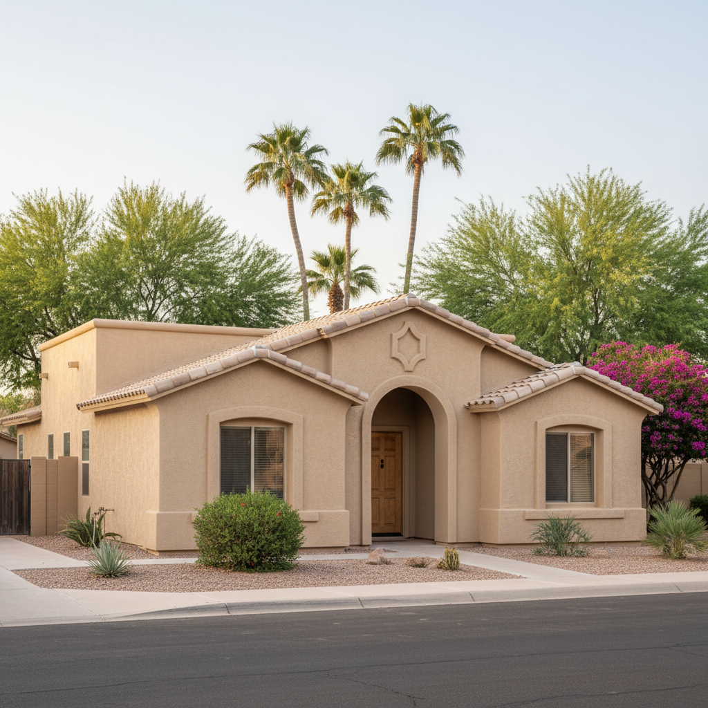 Completed residential stucco work at a residential property in Mesa, AZ
