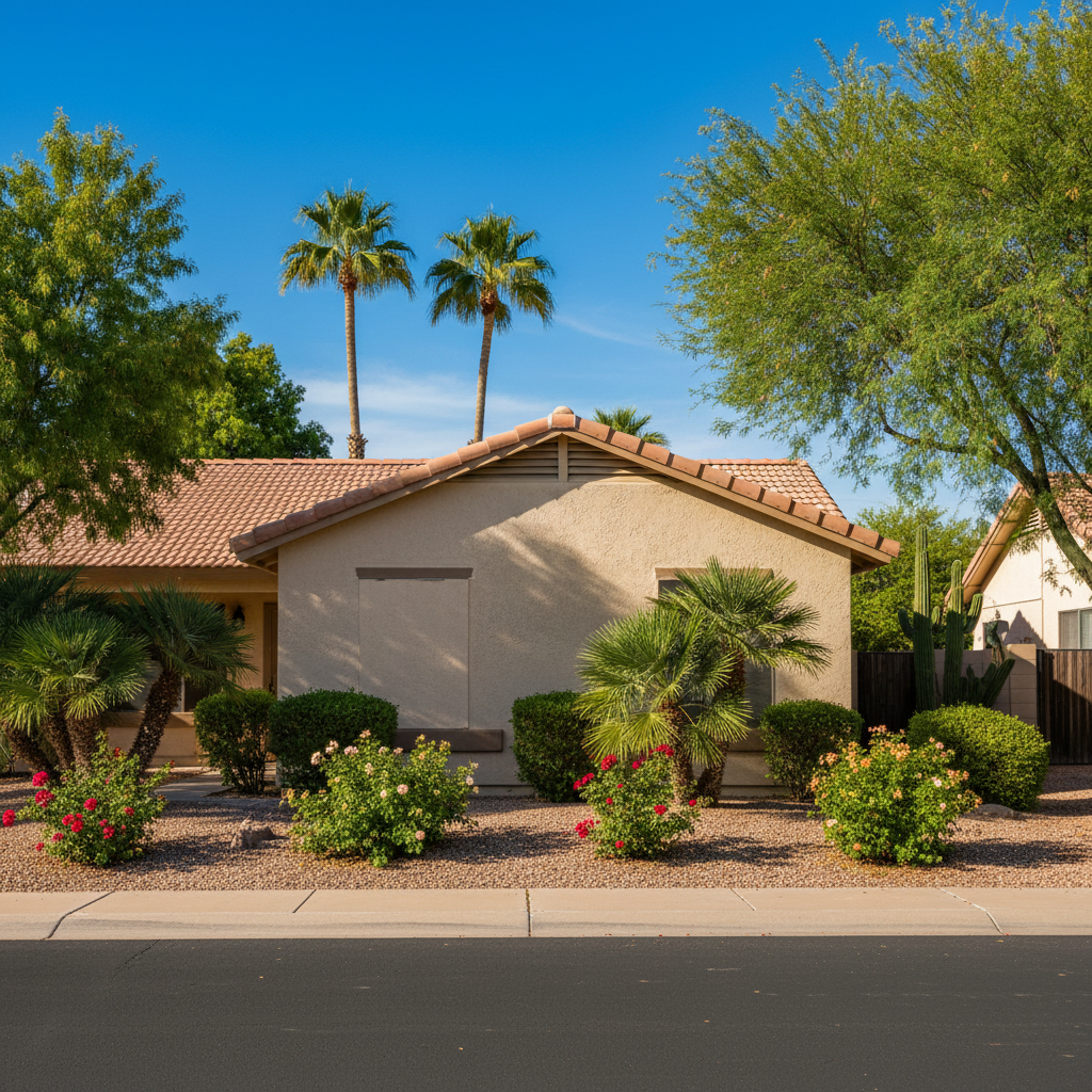 Completed stucco repair work at a residential property in Phoenix, AZ