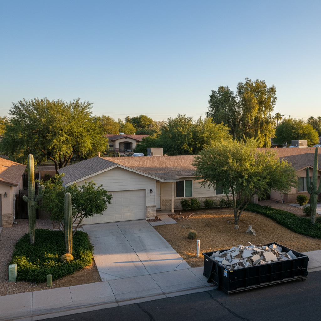 Completed stucco removal work at a residential property in Peoria, AZ