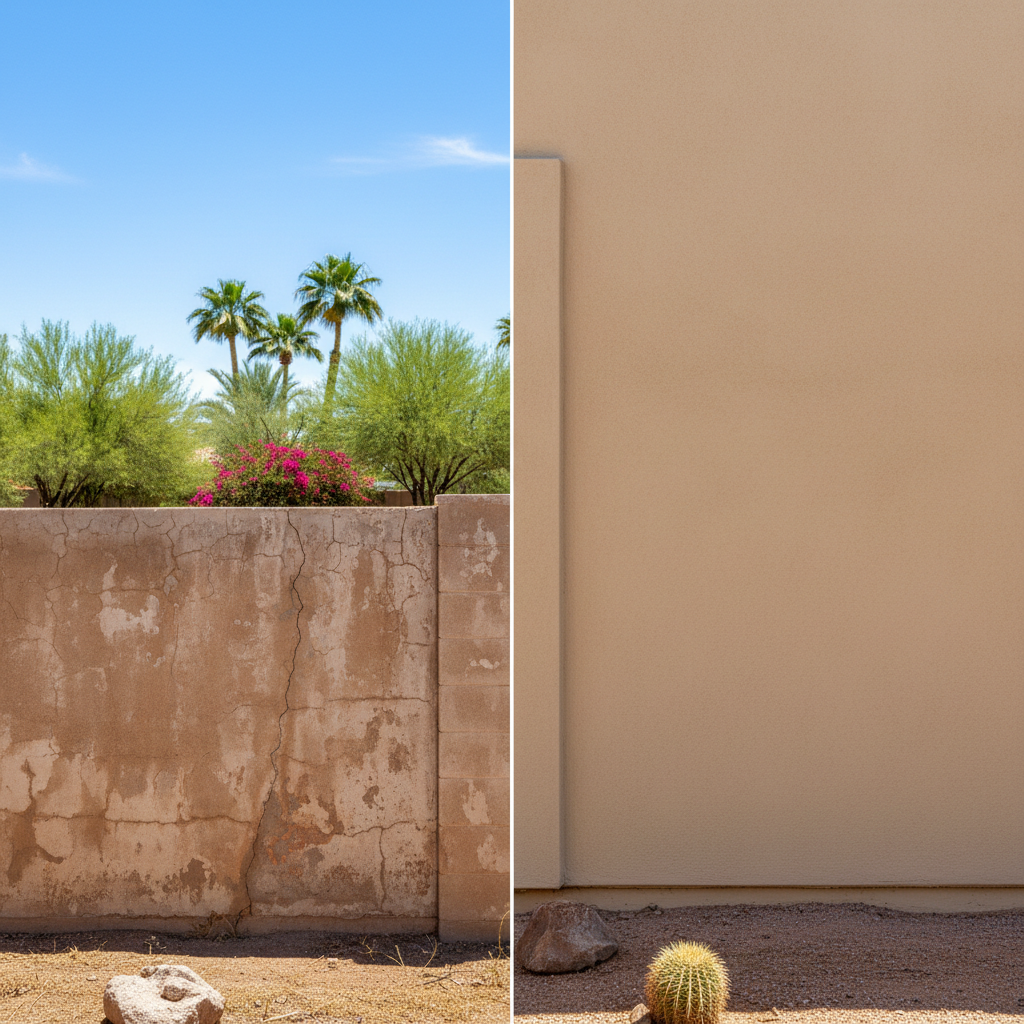 Completed stucco painting work at a residential property in Scottsdale, AZ