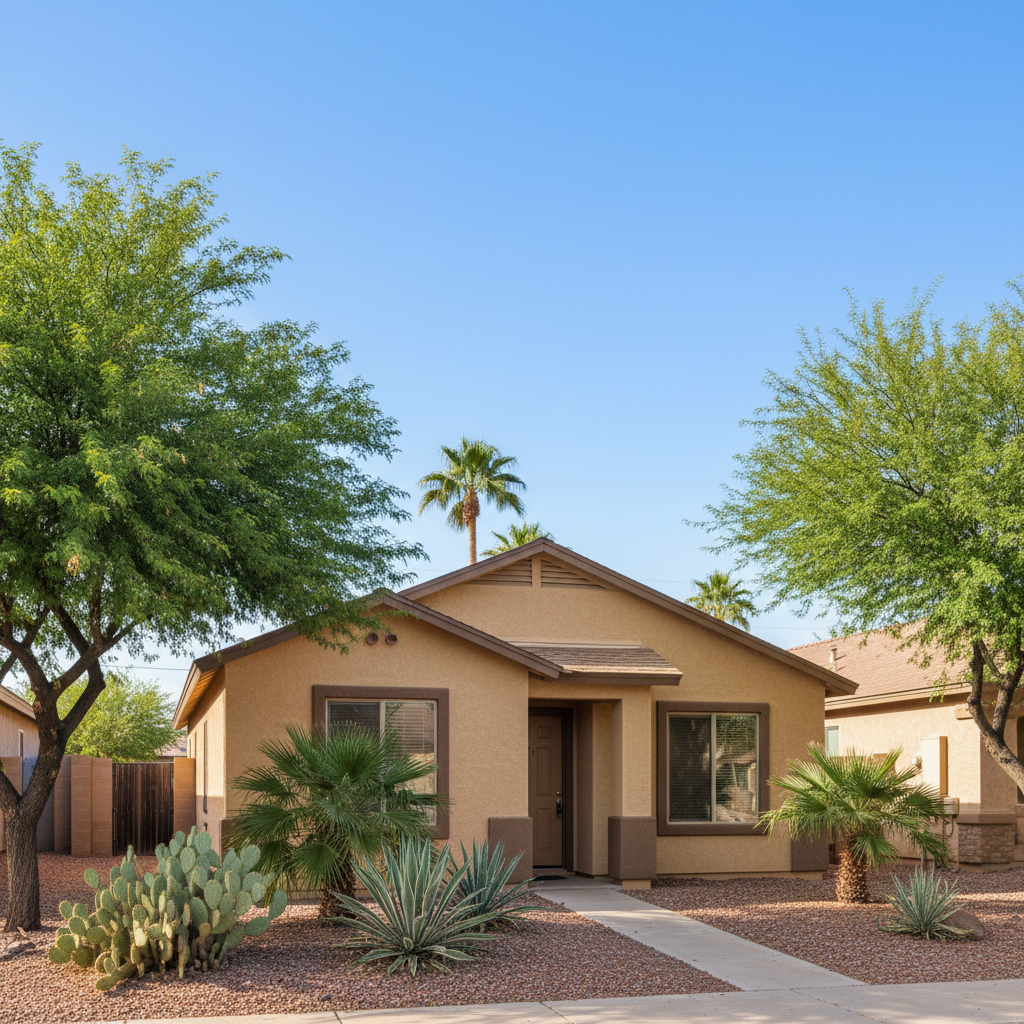 Completed stucco installation work at a residential property in Queen Creek, AZ