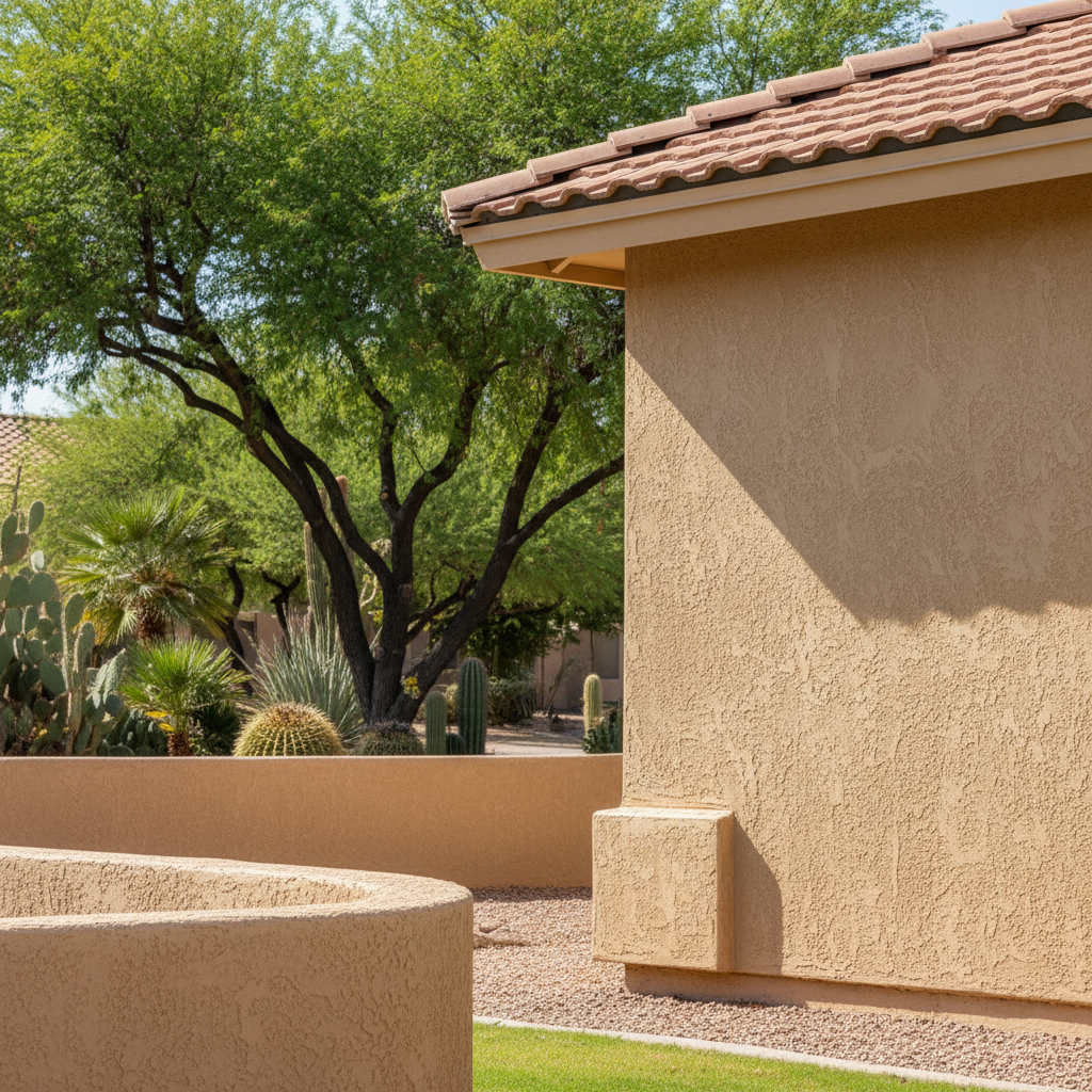 Completed stucco installation work at a residential property in Surprise, AZ
